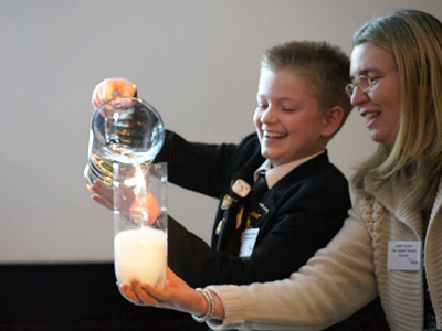 Pupil and chemistry teacher