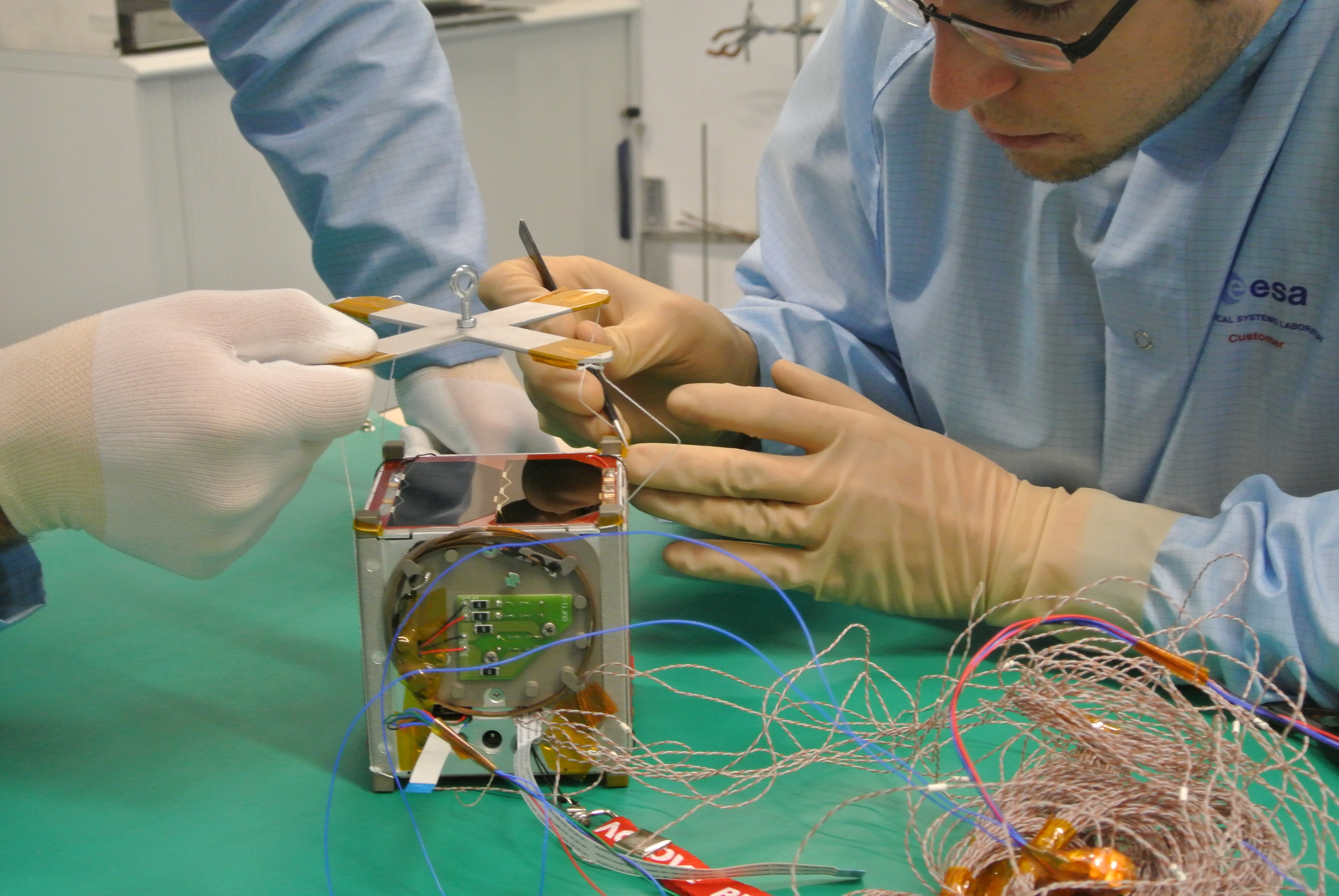 Inspection of the OUFTI-1 satellite