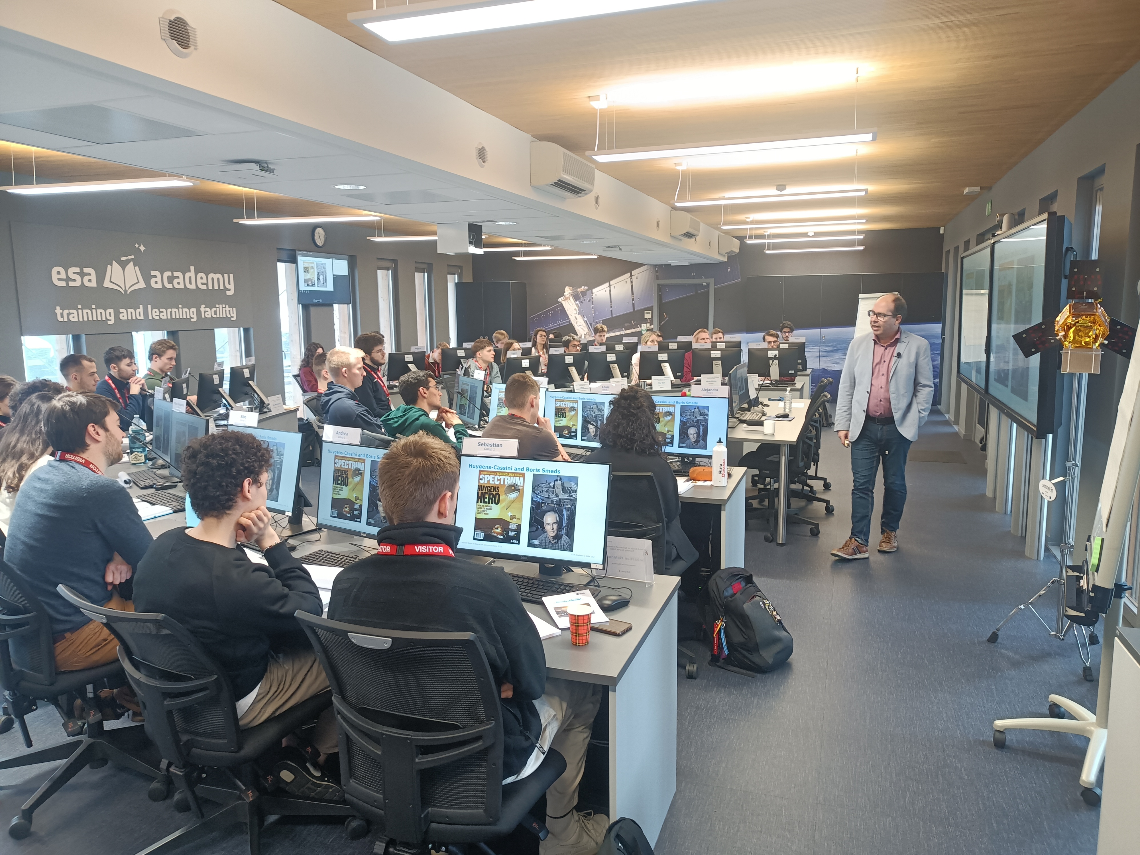 Students listening to the doppler shift anomaly and the Cassini-Huygens space mission.