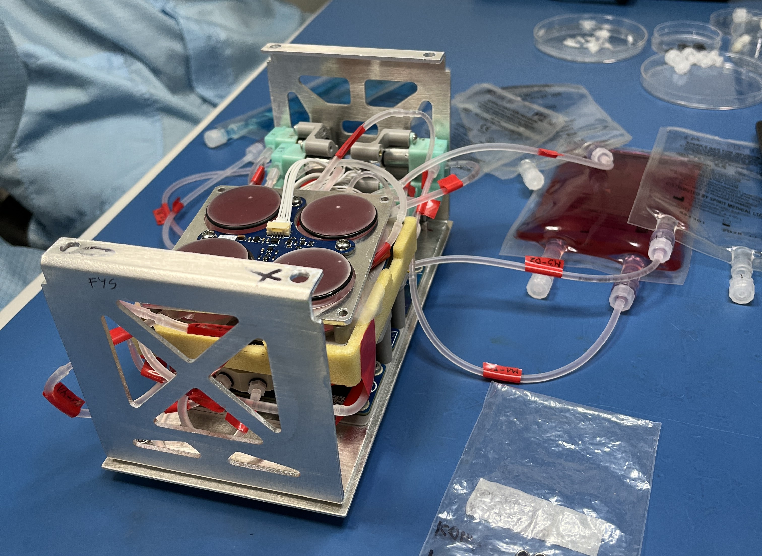 The GraviTE engineering model during campaign preparation in the ESA Education CubeSat Support Facility
