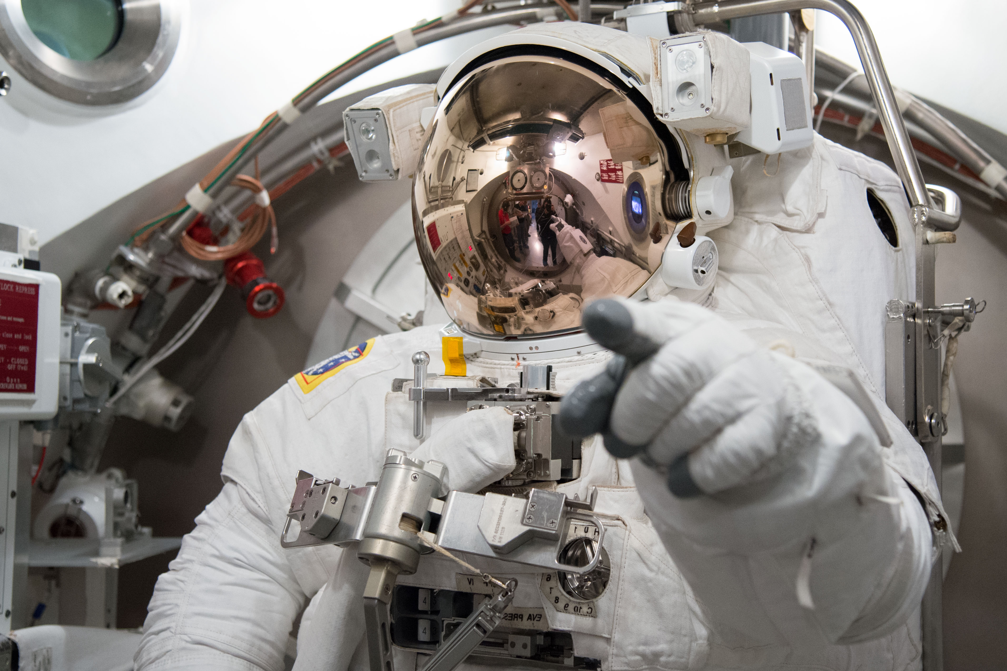 Luca Parmitano in EMU spacesuit fit check